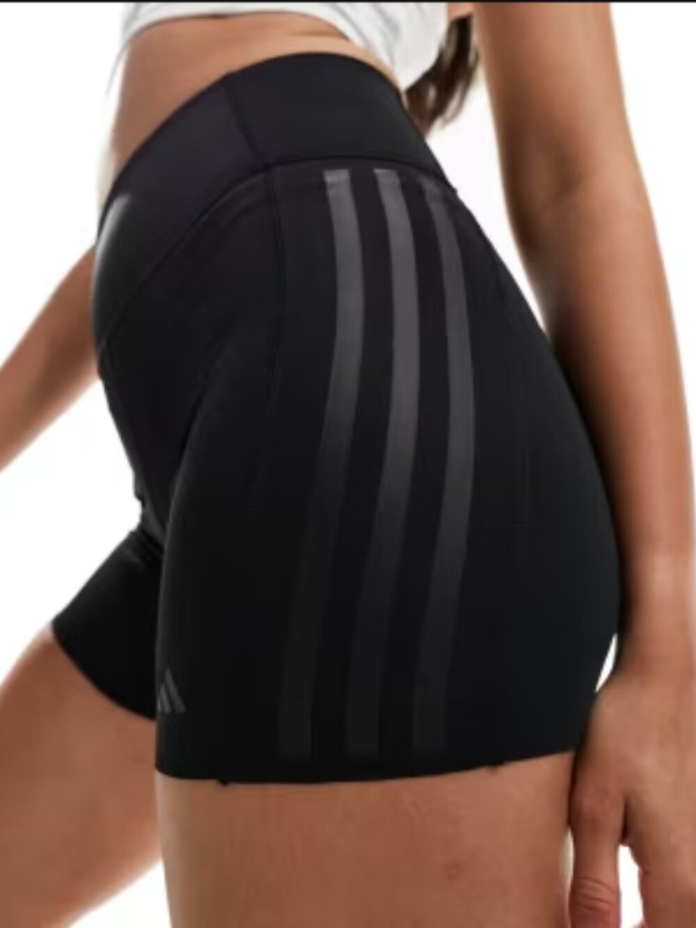 adidas Optime Black Athletic Shorts with Reflective Side Stripes 3-stripe 4"